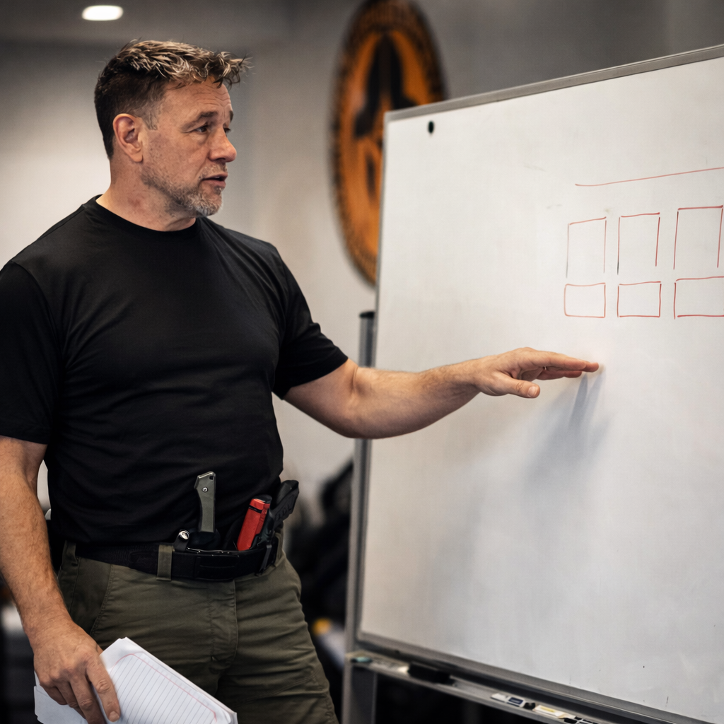 Alan Baker teaching Protection Response Tactics instructor development