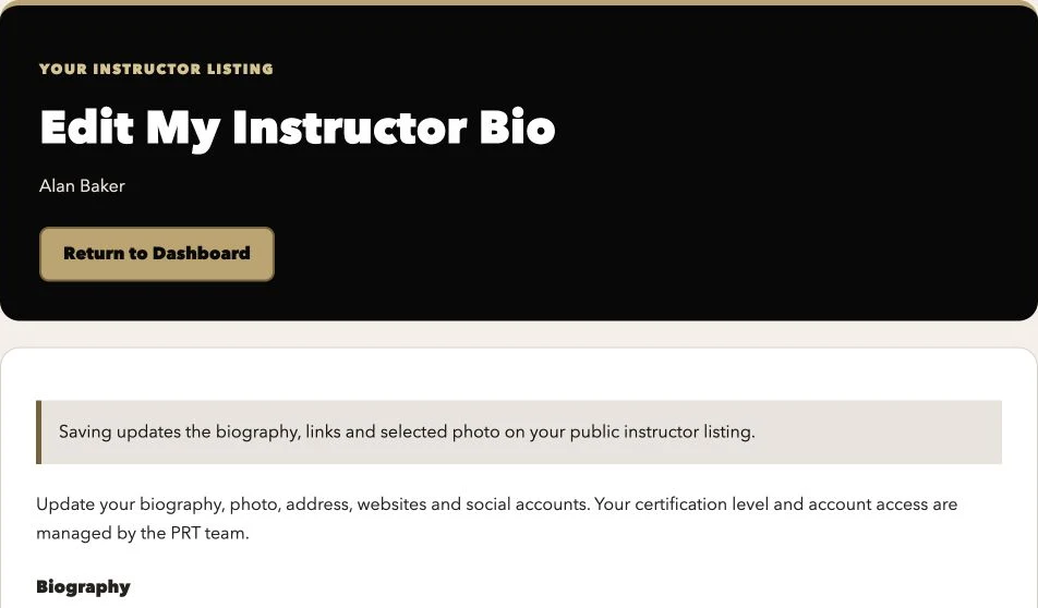 PRT Academy preview: Instructor bio